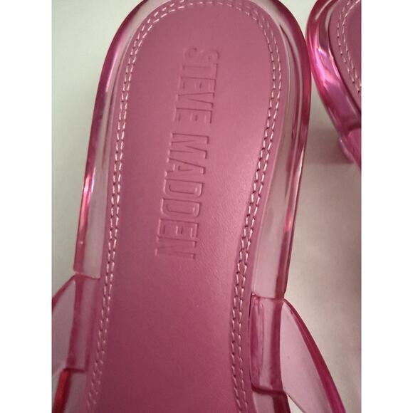 Steve Madden Tracie Thong Women's 6 Jelly Pink Slip On Square Toe Sandal - Picture 2 of 11